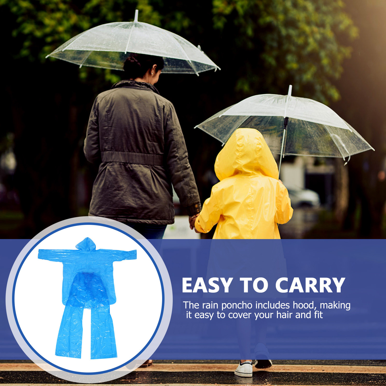 Emergency Poncho Rain - Conjunto de Poncho de Chuva de