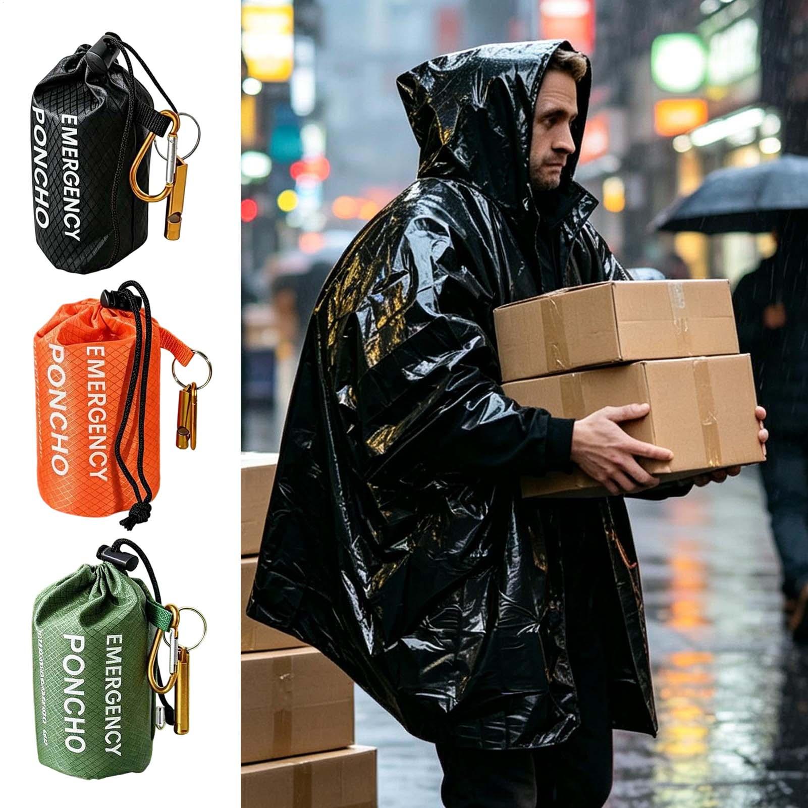 3 peças: Poncho de chuva de em - Emergency Poncho Rain avaliação e preço